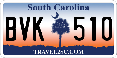 SC license plate BVK510