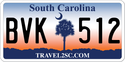 SC license plate BVK512