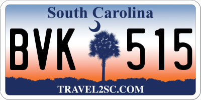 SC license plate BVK515