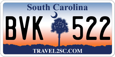 SC license plate BVK522