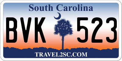 SC license plate BVK523