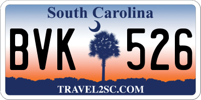 SC license plate BVK526