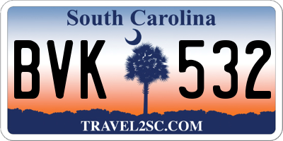 SC license plate BVK532