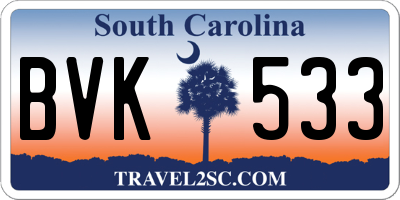 SC license plate BVK533