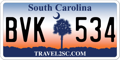 SC license plate BVK534