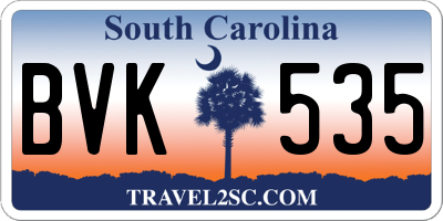 SC license plate BVK535