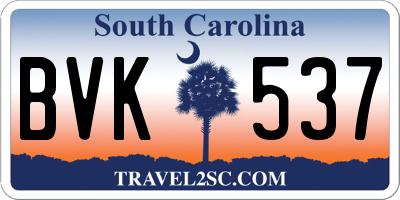 SC license plate BVK537