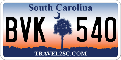 SC license plate BVK540