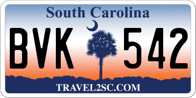 SC license plate BVK542