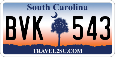 SC license plate BVK543