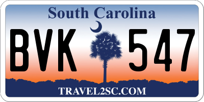 SC license plate BVK547
