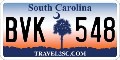 SC license plate BVK548