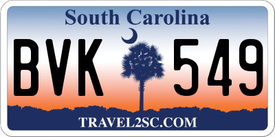 SC license plate BVK549