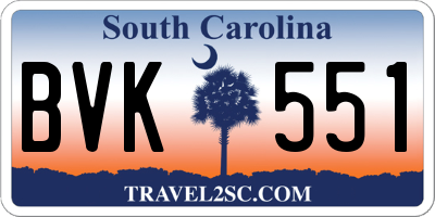 SC license plate BVK551
