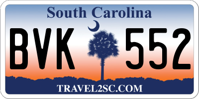 SC license plate BVK552
