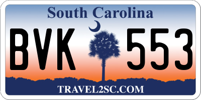 SC license plate BVK553