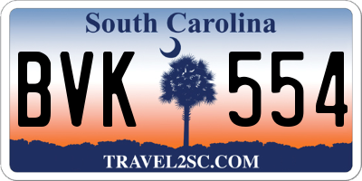 SC license plate BVK554