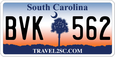 SC license plate BVK562