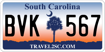 SC license plate BVK567