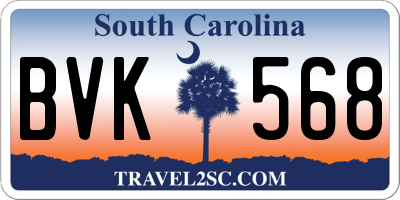 SC license plate BVK568