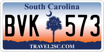 SC license plate BVK573