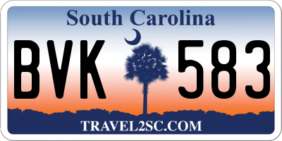 SC license plate BVK583