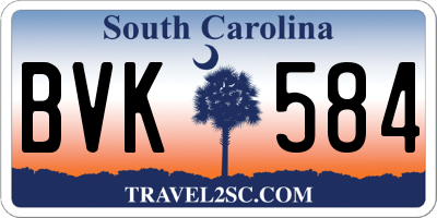 SC license plate BVK584