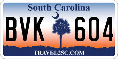 SC license plate BVK604