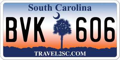 SC license plate BVK606