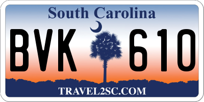 SC license plate BVK610