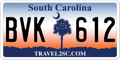 SC license plate BVK612