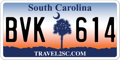 SC license plate BVK614