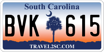 SC license plate BVK615