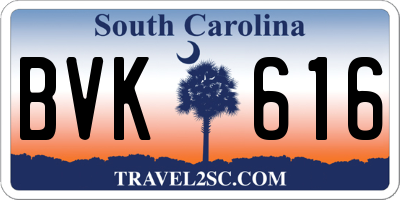 SC license plate BVK616