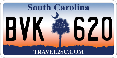 SC license plate BVK620