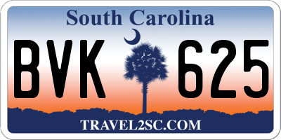 SC license plate BVK625