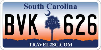 SC license plate BVK626