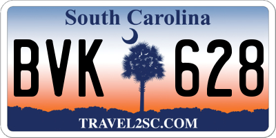 SC license plate BVK628