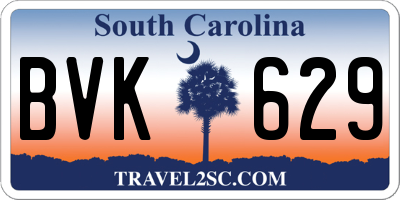 SC license plate BVK629