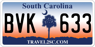 SC license plate BVK633