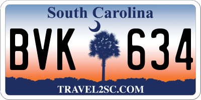 SC license plate BVK634