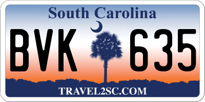 SC license plate BVK635