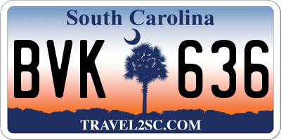SC license plate BVK636