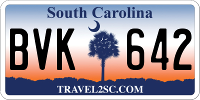 SC license plate BVK642