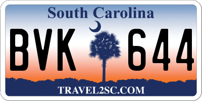 SC license plate BVK644