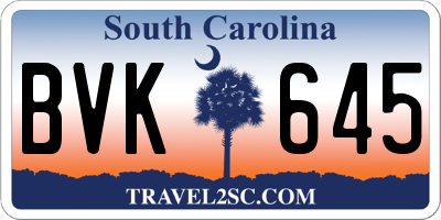 SC license plate BVK645