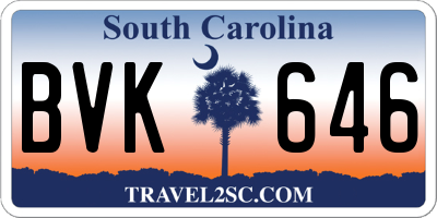 SC license plate BVK646