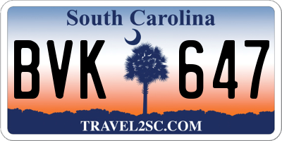 SC license plate BVK647