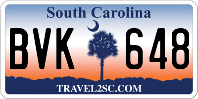 SC license plate BVK648