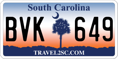 SC license plate BVK649